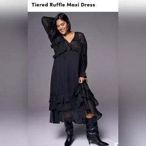 Elegant Black Tiered Ruffle Maxi Dress